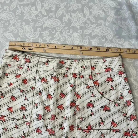 RE/DONE Originals Cargo Rose Print Denim Mini Skirt Size 25 - Picture 8 of 10